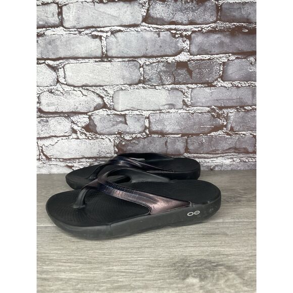 OOFOS OOlala Purple Metallic Recovery Flip Flop Sandals Women’s Sz 7.5M US/38EU - Picture 11 of 16